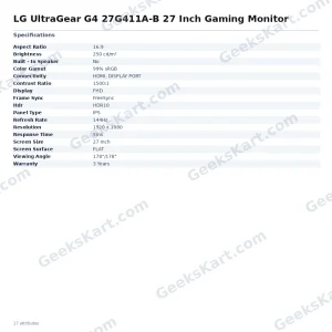 LG UltraGear G4 27G411A-B 27 Inch Gaming Monitor