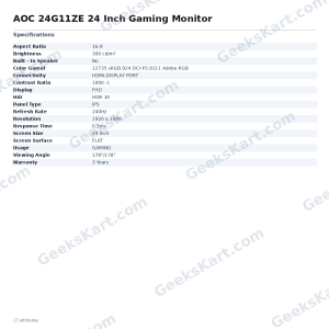 AOC 24G11ZE 24 Inch Gaming Monitor