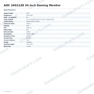 AOC 24G11ZE 24 Inch Gaming Monitor