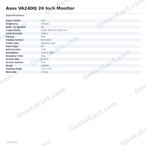 Asus VA24DQ 24 Inch Monitor