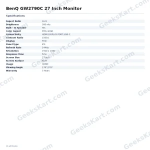BenQ GW2790C 27 Inch Monitor