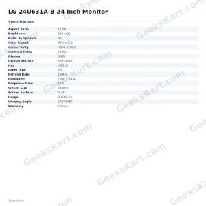 LG 24U631A-B 24 Inch Monitor