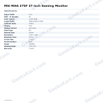 MSI MAG 275F 27 Inch Gaming Monitor