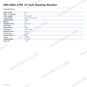 MSI MAG 275F 27 Inch Gaming Monitor