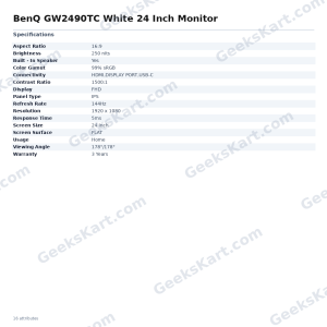 BenQ GW2490TC White 24 Inch Monitor