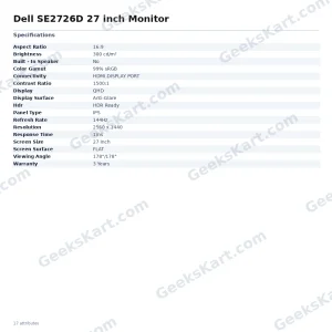 Dell SE2726D 27 inch Monitor