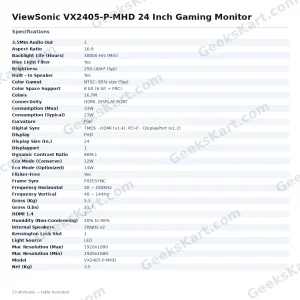 ViewSonic VX2405-P-MHD 24 Inch Gaming Monitor