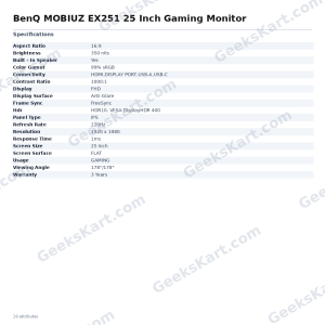 BenQ MOBIUZ EX251 25 Inch Gaming Monitor
