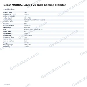 BenQ MOBIUZ EX251 25 Inch Gaming Monitor
