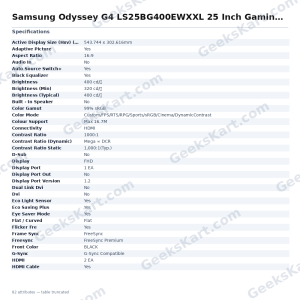 Samsung Odyssey G4 LS25BG400EWXXL 25 Inch Gaming Monitor
