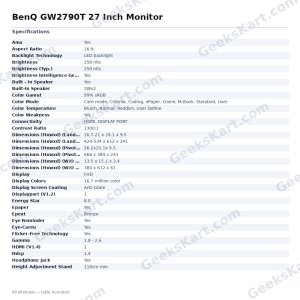 BenQ GW2790T 27 Inch Monitor