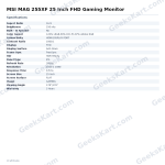 MSI MAG 255XF 25 Inch FHD Gaming Monitor