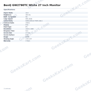 BenQ GW2790TC White 27 Inch Monitor