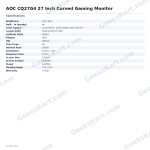 AOC CQ27G4 27 Inch Curved Gaming Monitor