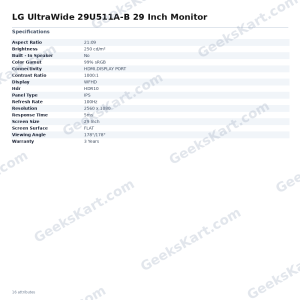 LG UltraWide 29U511A-B 29 Inch Monitor