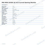 MSI MAG 32C6X 32 Inch Curved Gaming Monitor