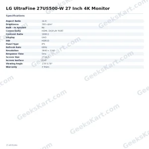 LG UltraFine 27US500-W 27 Inch 4K Monitor
