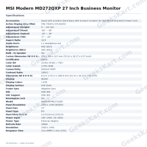 MSI Modern MD272QXP 27 Inch Business Monitor