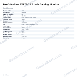 BenQ Mobiuz EX271Q 27 Inch Gaming Monitor