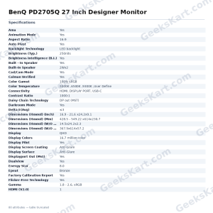 BenQ PD2705Q 27 Inch Designer Monitor