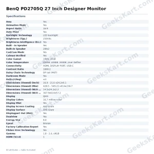 BenQ PD2705Q 27 Inch Designer Monitor