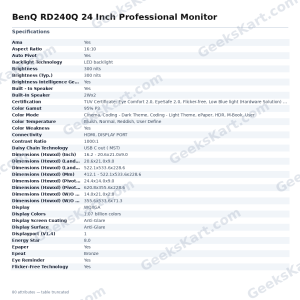 BenQ RD240Q 24 Inch Professional Monitor