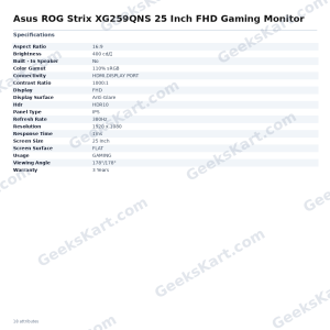 Asus ROG Strix XG259QNS 25 Inch FHD Gaming Monitor
