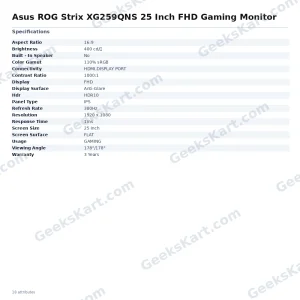 Asus ROG Strix XG259QNS 25 Inch FHD Gaming Monitor