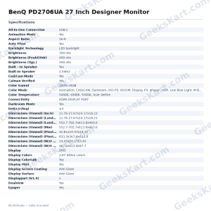 BenQ PD2706UA 27 Inch Designer Monitor