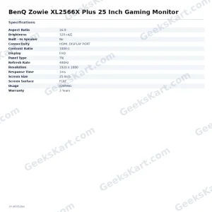 BenQ Zowie XL2566X Plus 25 Inch Gaming Monitor