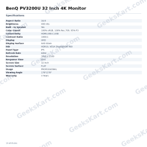 BenQ PV3200U 32 Inch 4K Monitor