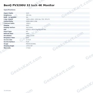 BenQ PV3200U 32 Inch 4K Monitor