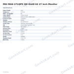 MSI MAG 271QPX QD-OLED E2 27 Inch Monitor