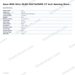 Asus ROG Strix OLED XG27ACDMS 27 Inch Gaming Monitor