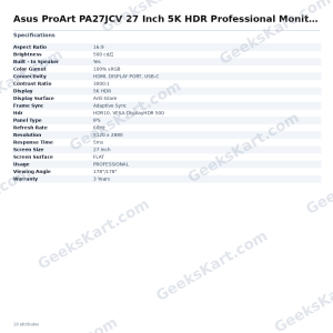 Asus ProArt PA27JCV 27 Inch 5K HDR Professional Monitor