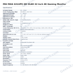 MSI MAG 321UPX QD OLED 32 Inch 4K Gaming Monitor