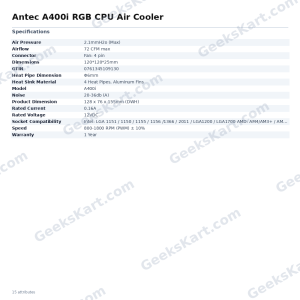 Antec A400i RGB CPU Air Cooler with 4 Direct-Touch Copper Heat Pipes