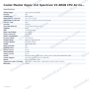 Cooler Master Hyper 212 Spectrum V3 ARGB CPU Air Cooler