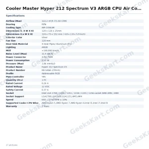 Cooler Master Hyper 212 Spectrum V3 ARGB CPU Air Cooler