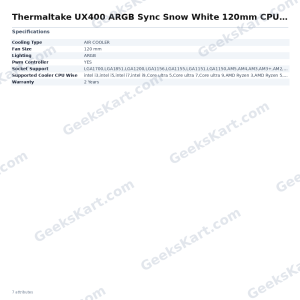 Thermaltake UX400 ARGB Sync Snow White 120mm CPU Air Cooler