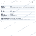 Gamdias Boreas M1-610 120mm CPU Air Cooler (Black) with ARGB Lighting