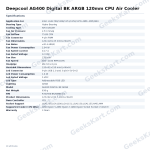 Deepcool AG400 Digital BK ARGB 120mm CPU Air Cooler with Status Display