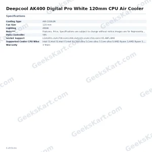 Deepcool AK400 Digital Pro White 120mm CPU Air Cooler
