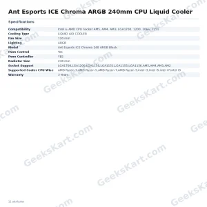 Ant Esports ICE Chroma ARGB 240mm CPU Liquid Cooler
