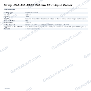 Dawg L240 AIO ARGB 240mm CPU Liquid Cooler
