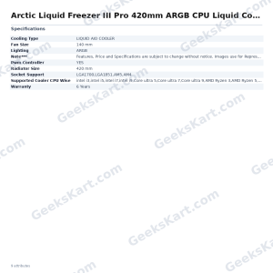 Arctic Liquid Freezer III Pro 420mm ARGB CPU Liquid Cooler