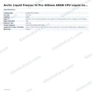 Arctic Liquid Freezer III Pro 420mm ARGB CPU Liquid Cooler