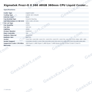 Xigmatek Frozr-O II 360 ARGB 360mm CPU Liquid Cooler with LCD Display (Black)