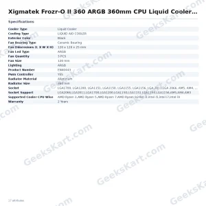 Xigmatek Frozr-O II 360 ARGB 360mm CPU Liquid Cooler with LCD Display (Black)