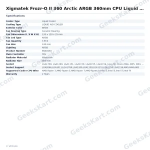 Xigmatek Frozr-O II 360 Arctic ARGB 360mm CPU Liquid Cooler with LCD Display (White)